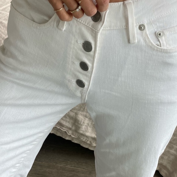White Denim High Waist Crop - Picture 3 of 4